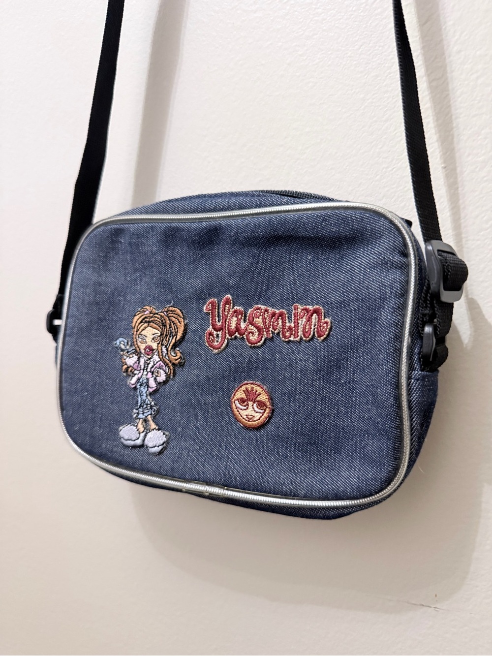 Y2K Bratz Dolls Yasmin Denim Jean Crossbody Patched Purse Bag Stars Sequins